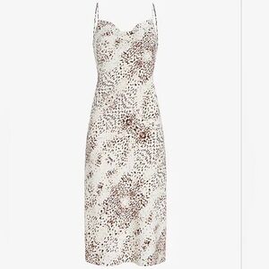 ExpressXRachel Zoe Printed Satin Cowl Neck Midi Slip Dress Natural Leopard Print